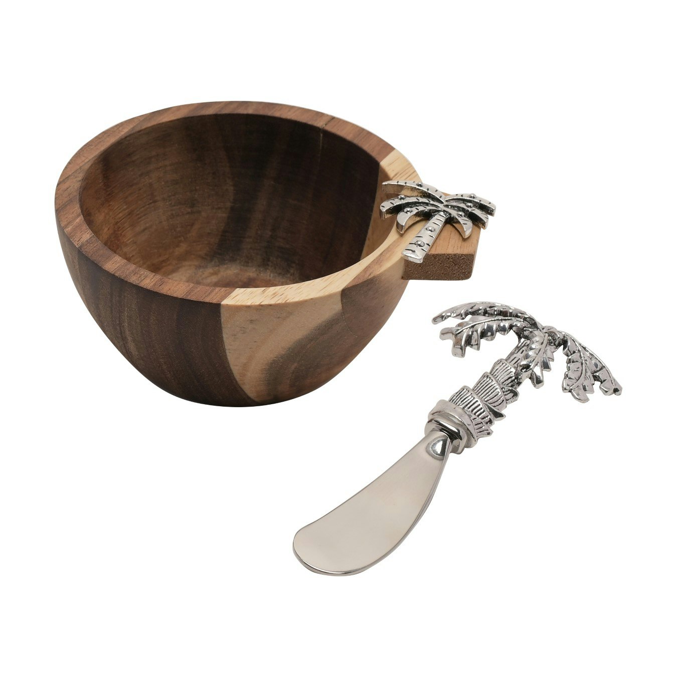 Hestia Acacia Dip Bowl and Spreader Set Palm Tree by HESTIA® Fy